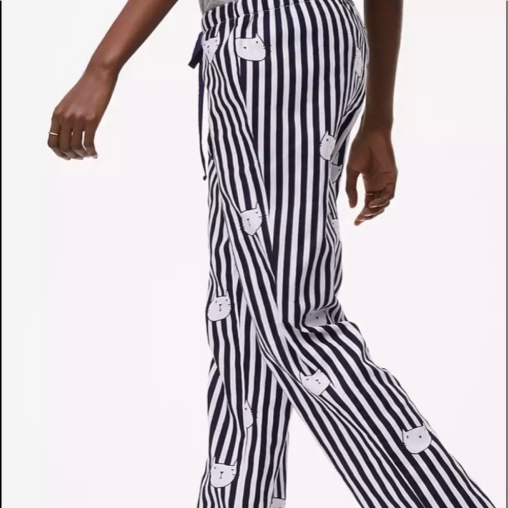 LOFT Cat Stripe Pajama PJ Pants Navy White Small